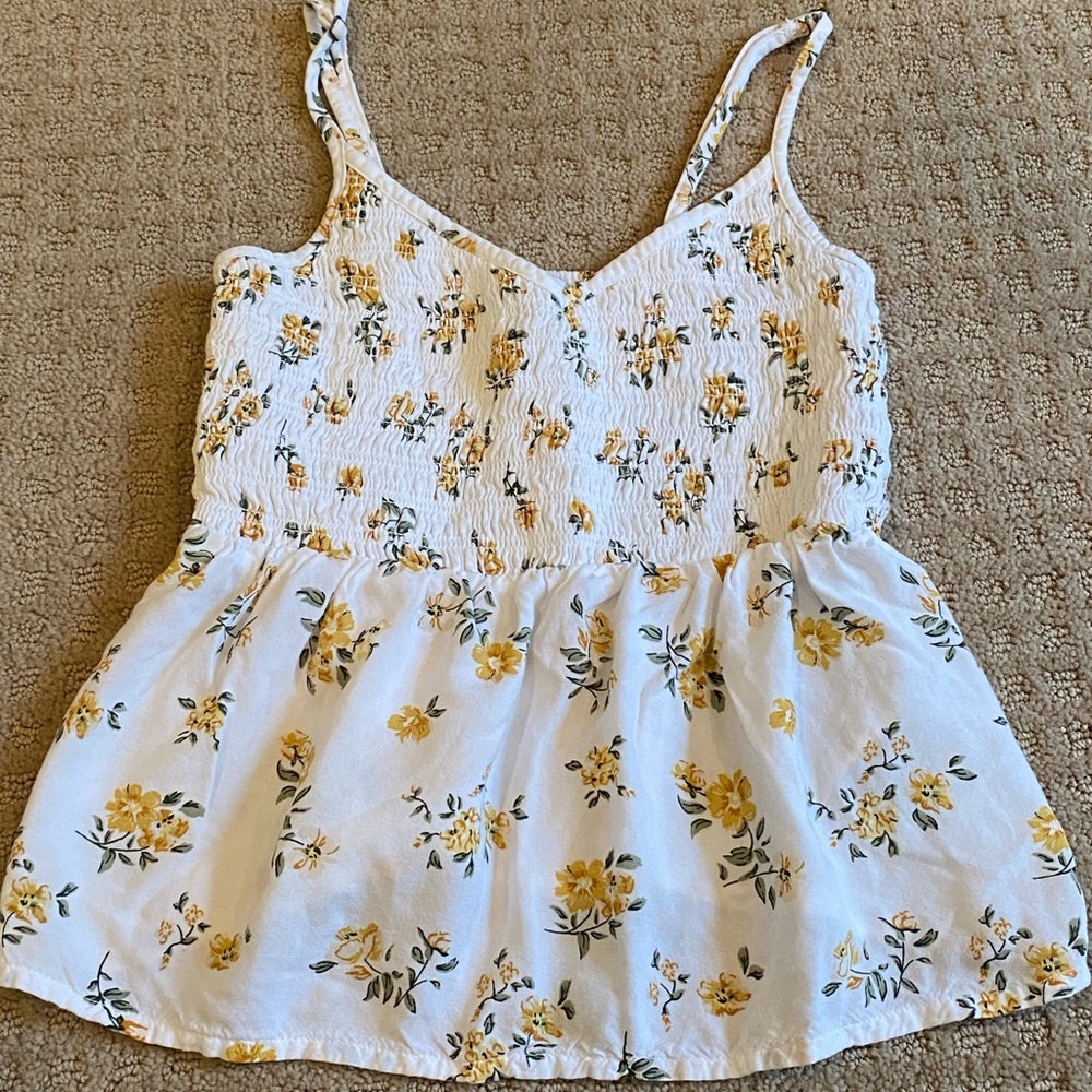 Hollister Flowy Cami Top With Yellow Floral Print